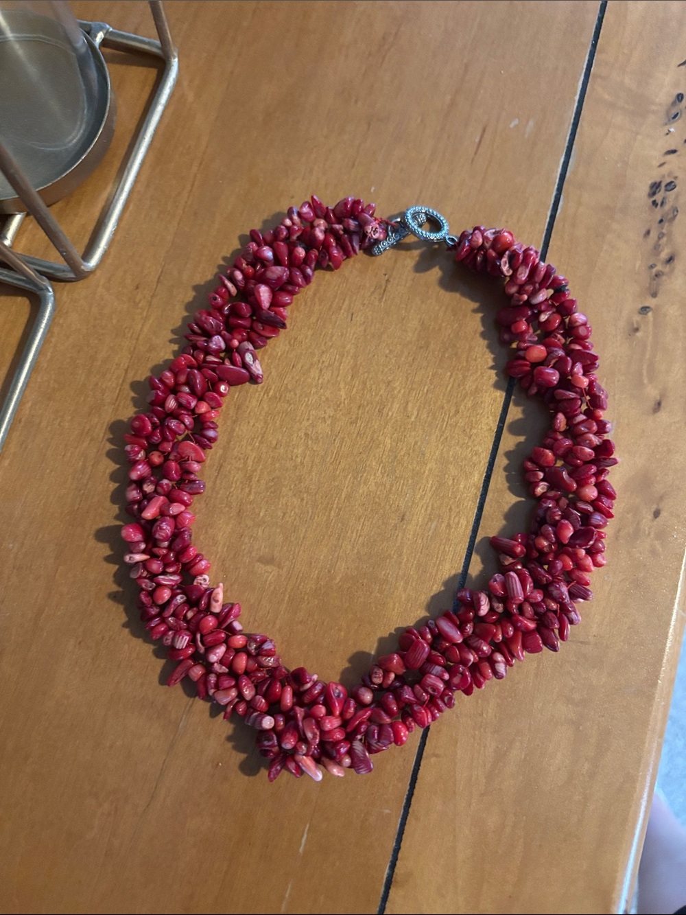 Red Beaded Statement Necklace - Women Jewelry